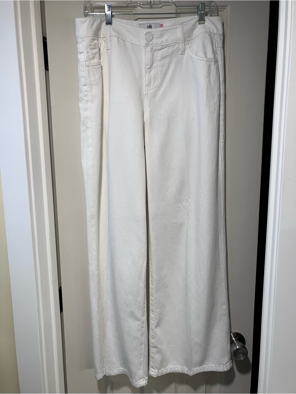 Cabi Ashbury White Wide-Leg jeans